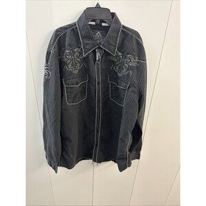 Roar For BuckleMen's Graphic 3XL Embroidered Shirt Black Tribal            (D40)